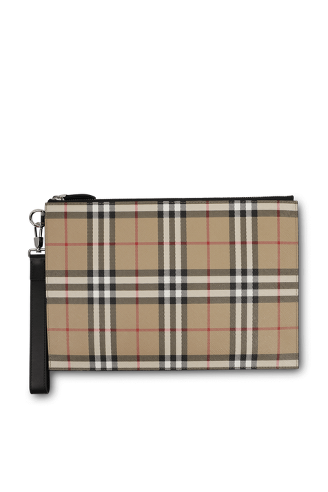 תיק קלאץ' עם הדפס משבצות BURBERRY