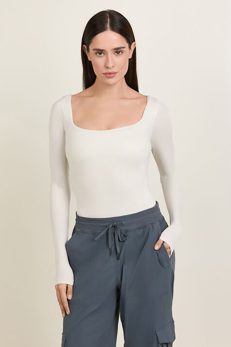 Nulu Square-Neck Long-Sleeve Bodysuit