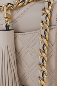 תמונת תקריב של Fleming Small Convertible Shoulder Bag in Beige