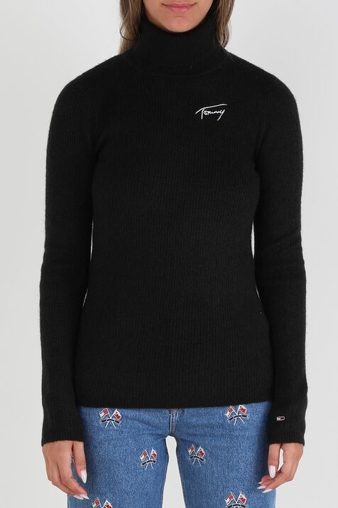 חולצת גולף ארוכה בסריגת ריב TOMMY HILFIGER