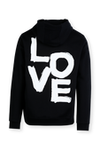 תמונה קידמית של Love Print Hoodie in Black