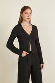Modal Fleece Open-Front Long Sleeve תמונת דוגמן קידמית של Modal Fleece Open-Front Long Sleeve
