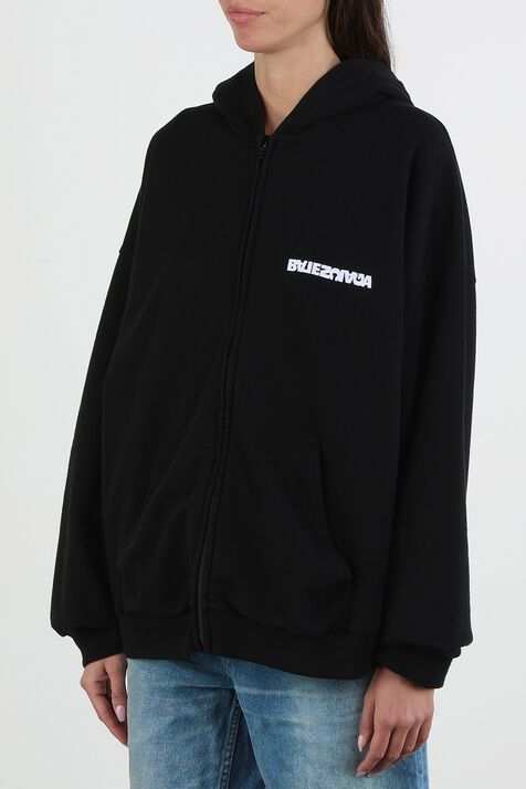 קפוצ'ון עם לוגו הפוך בגוון שחור BALENCIAGA