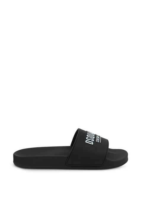 כפכפי סליידס עם כיתוב ממותג בגוון שחור DSQUARED2