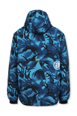 תמונה אחורית של Camouflage Puffer Coat in Blue
