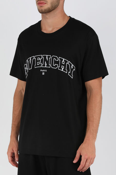 חולצת טי קולג' שחורה עם לוגו רקום GIVENCHY