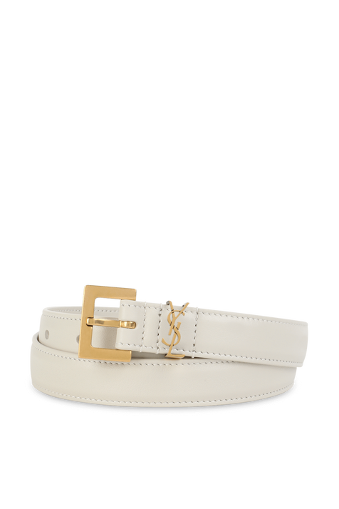 חגורת עור דקה עם אבזם מונוגרמי SAINT LAURENT