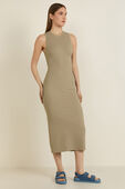 All Aligned Ribbed Midi Dress תמונת דוגמן קידמית של All Aligned Ribbed Midi Dress