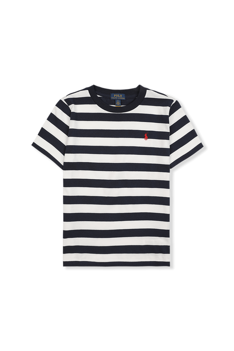 חולצת לוגו פסים בכחול ולבן POLO RALPH LAUREN KIDS