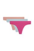 UnderEase Mid-Rise Thong Underwear - 3Pack תמונה קידמית של UnderEase Mid-Rise Thong Underwear - 3Pack