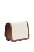תמונה אחורית של Small Two-Tone Canvas and Leather Bag in Brown