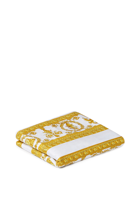 שמיכה בגווני לבן וזהב עם פרינט בארוק VERSACE