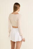 תמונת דוגמן אחורית של Ribbed Merino Wool Collared Sweater‏