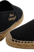 תמונת תקריב של Embroidered Espadrilles in Black Canvas
