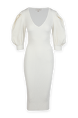 תמונה קידמית של Knit Midi Dress in White