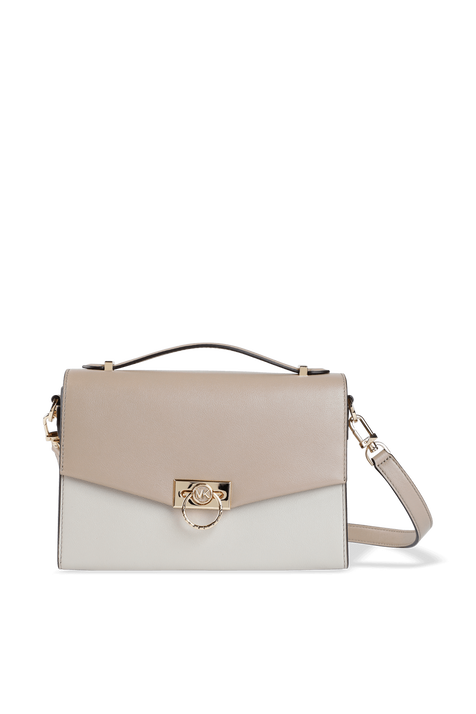 Hendrix MD Two Tone Messenger Bag in Light Sand MICHAEL KORS