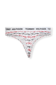 תמונה אחורית של Signature Logo Print Thong in White
