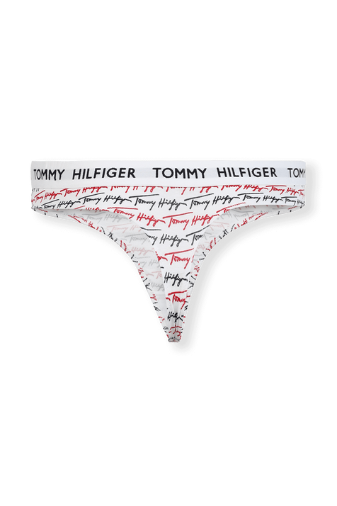 Signature Logo Print Thong in White TOMMY HILFIGER