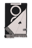 תמונת תקריב של Dolce and Gabbana Wool Scarf in Black and White