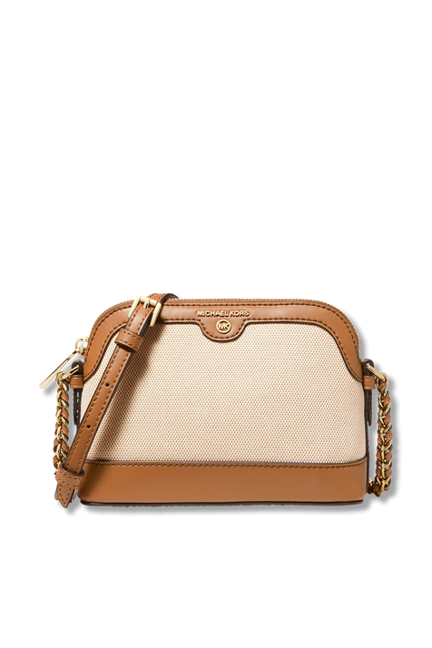 Dome Canvas Crossbody Bag With Brown Leather MICHAEL KORS