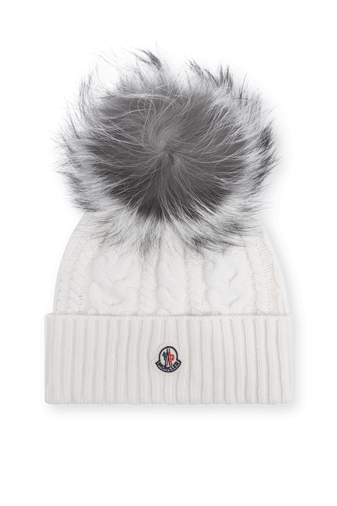כובע צמר עם פונפון פרוותי MONCLER