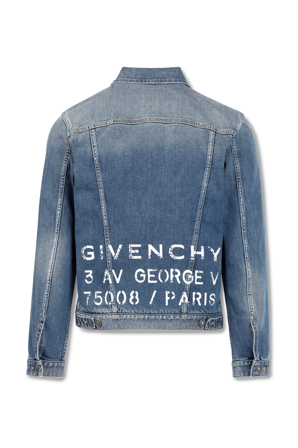 תמונה אחורית של ז'קט ג'ינס כחול עם שפשופים GIVENCHY