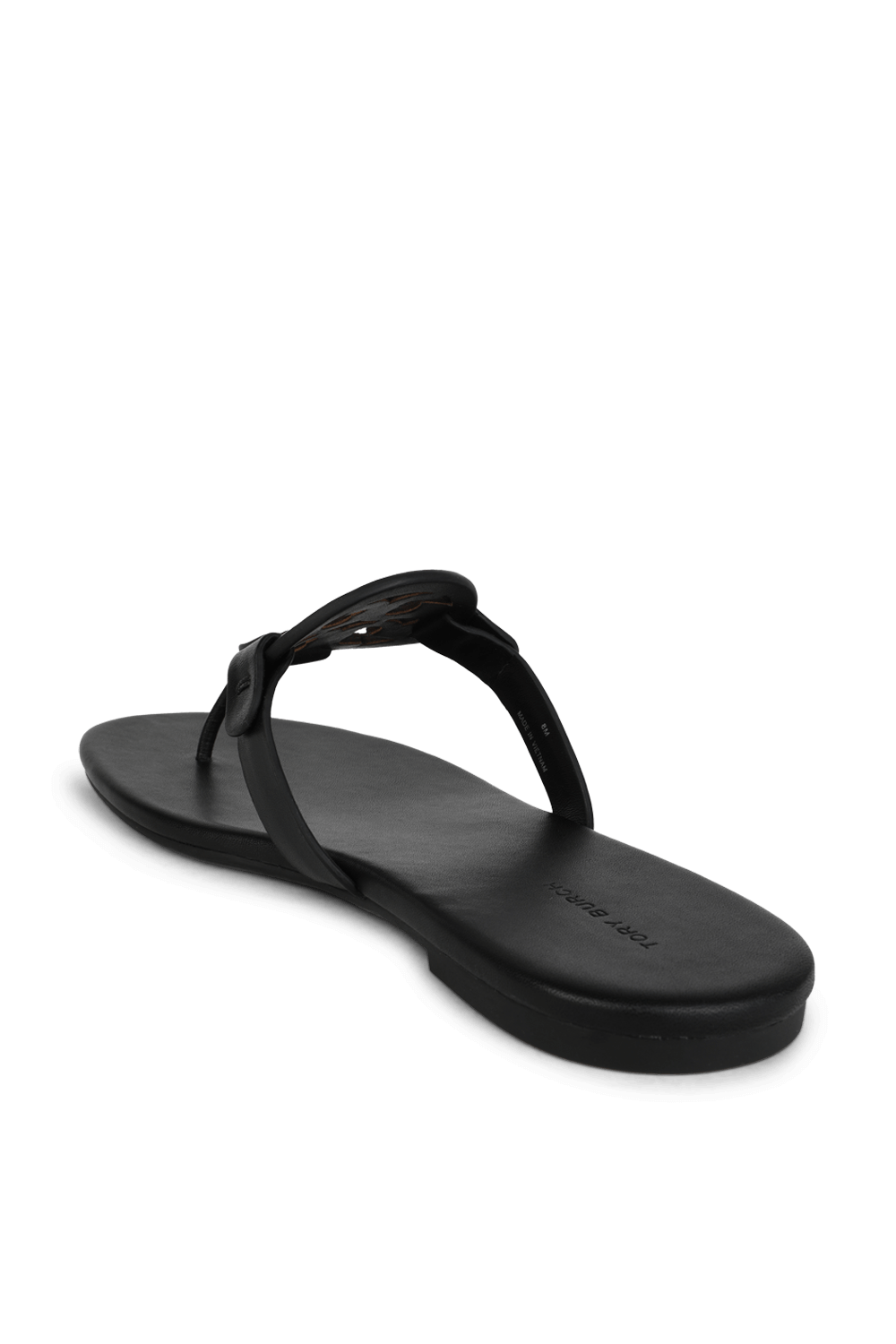 תמונה אחורית של סנדלי מילר שטוחים מעור שחור TORY BURCH