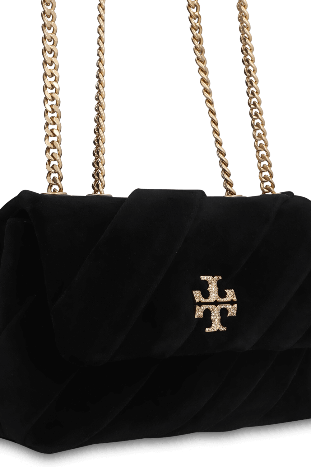 תמונת תקריב של תיק קירה קטיפה סמול TORY BURCH
