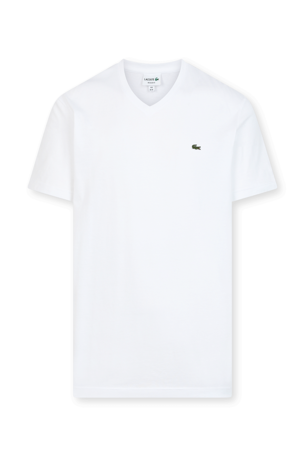 תמונה קידמית של טי שירט קצרה עם לוגו רקום LACOSTE