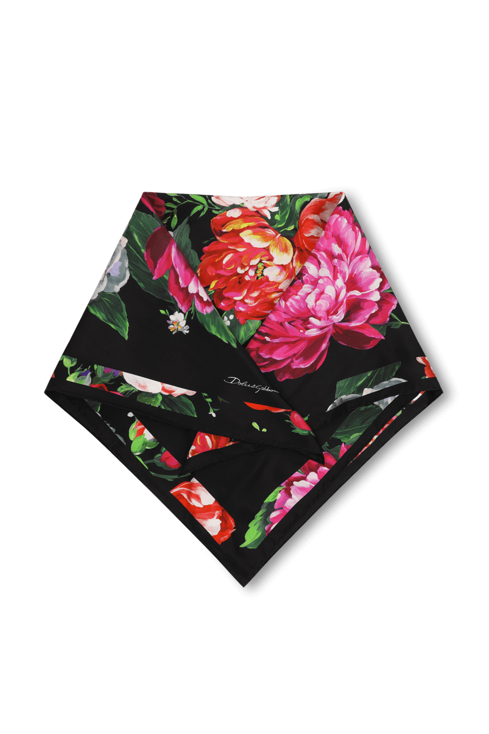 תמונת תקריב של צעיף משי בהדפס פרחוני DOLCE & GABBANA