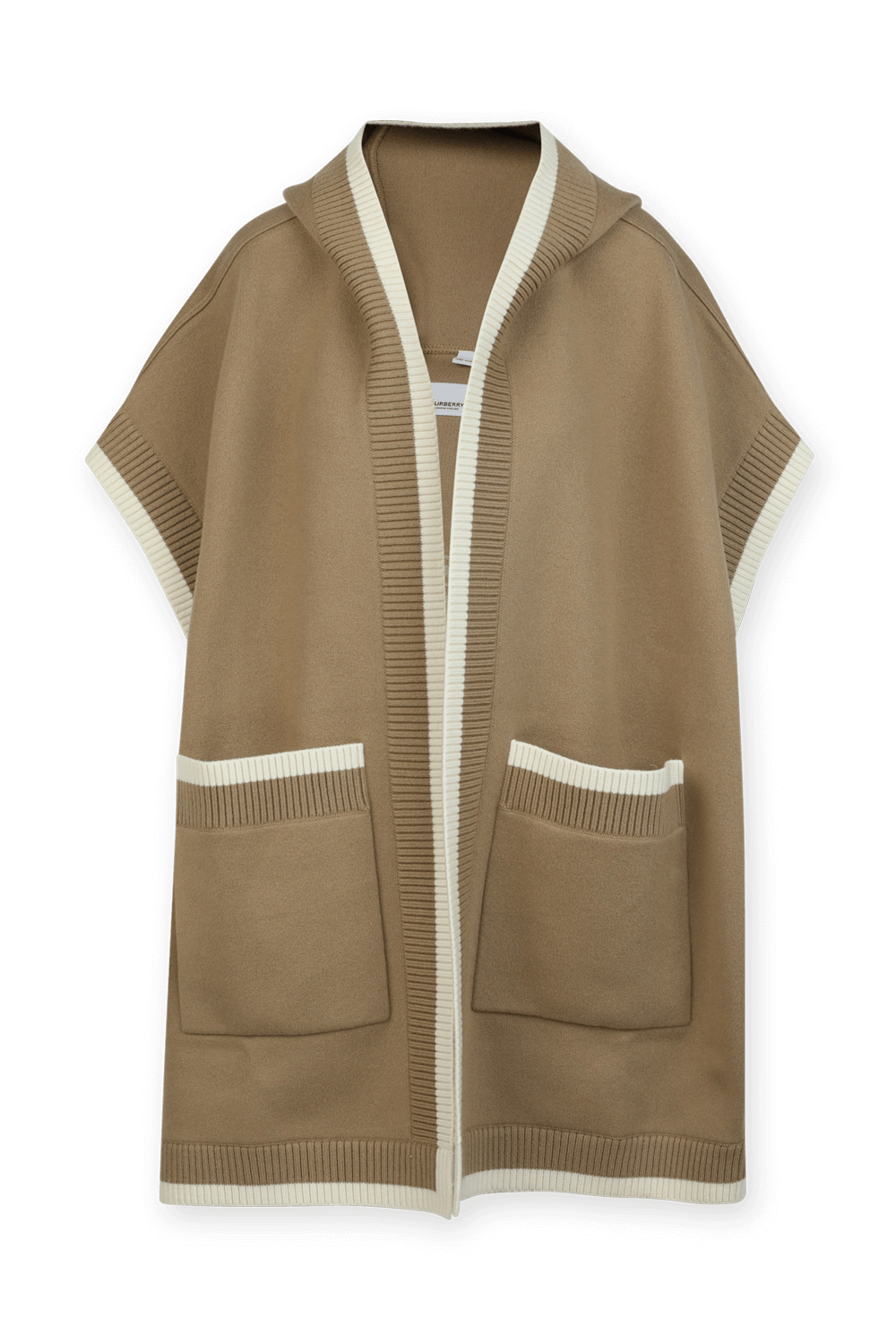 תמונה קידמית של Carla Canvas Knit Vest in Brown and Cream BURBERRY