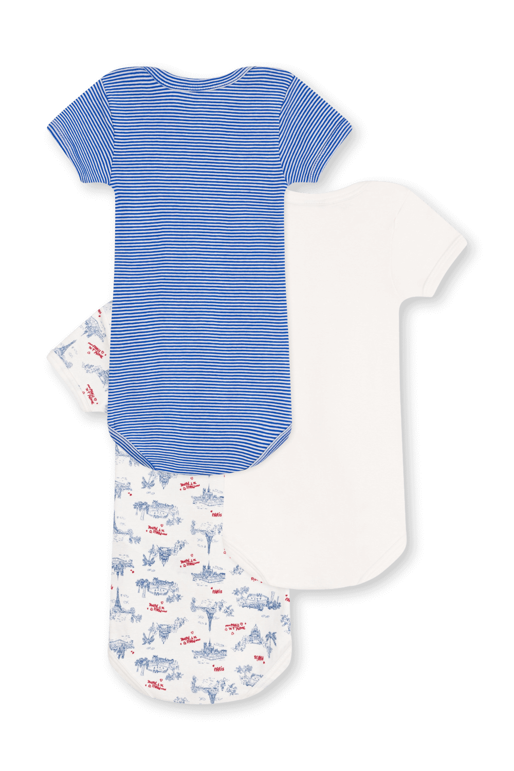 תמונה אחורית של מארז שלושה בגדי גוף PETIT BATEAU