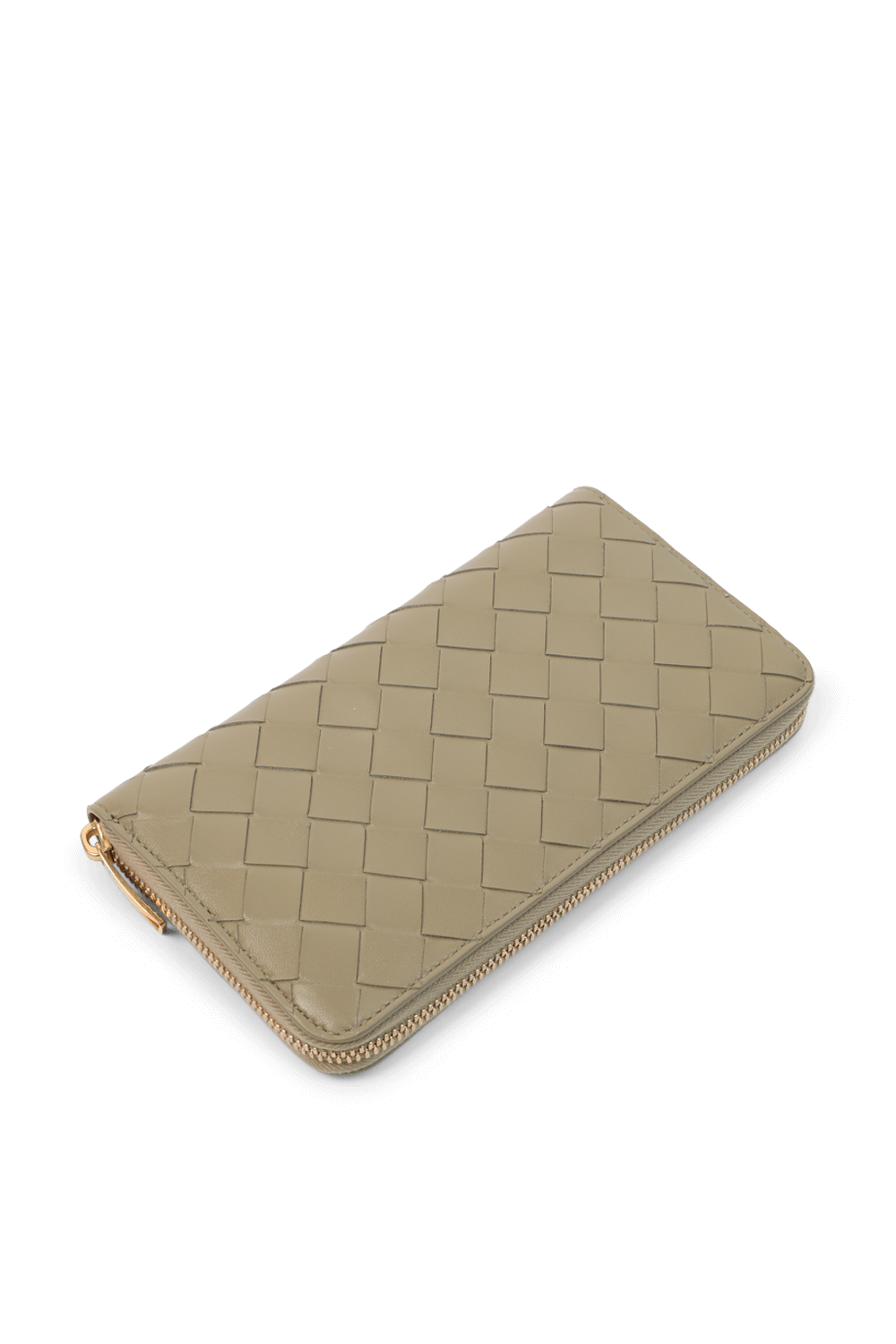 תמונת תקריב של ארנק שתי וערב מרוכסן מעור BOTTEGA VENETA