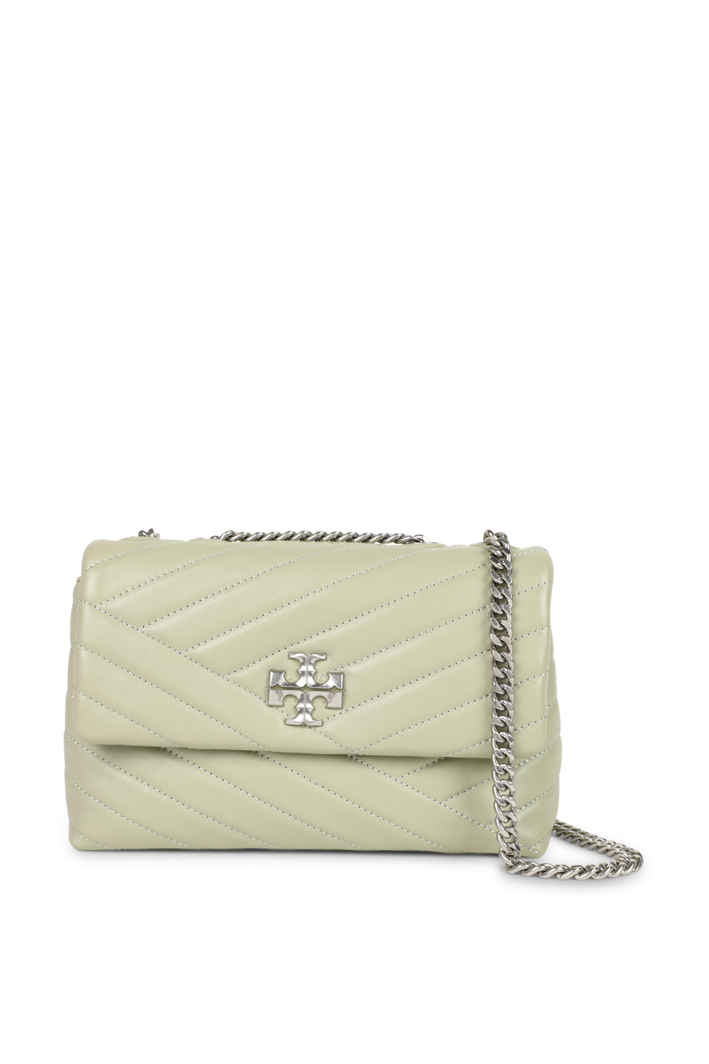 תמונה קידמית של תיק צד קירה מעור קווילט TORY BURCH