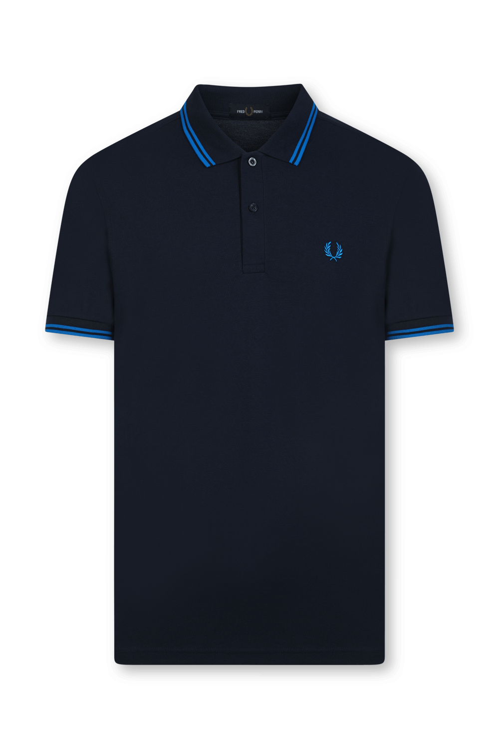 תמונה קידמית של חולצת פולו קצרה עם לוגו רקום FRED PERRY