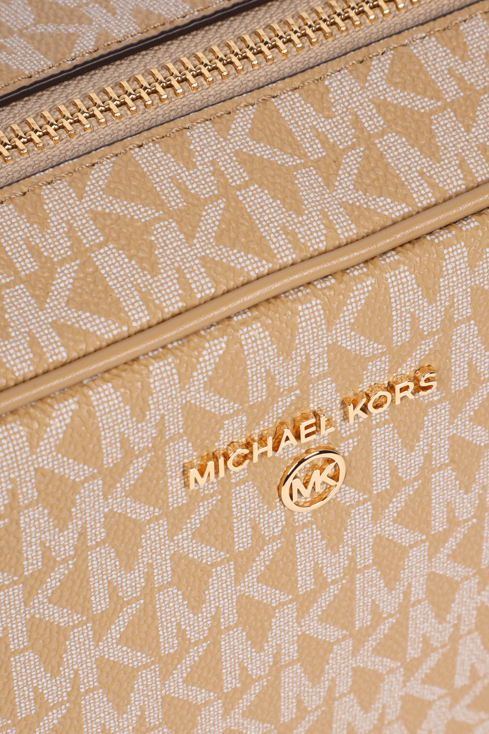 תמונת תקריב של Zip Travel Pouch in Beige MICHAEL KORS