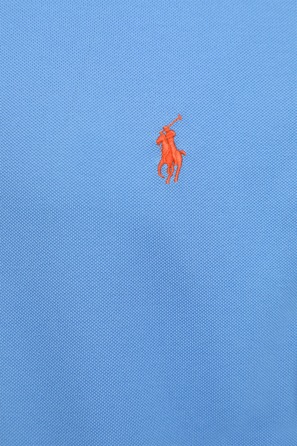 תמונה אחורית של חולצת פולו סלים כחולה עם לוגו POLO RALPH LAUREN