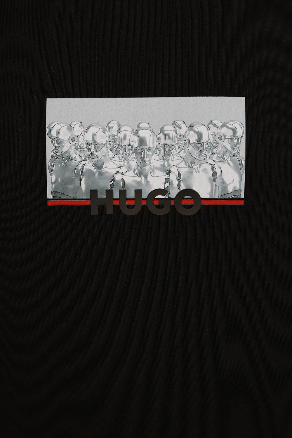 תמונה אחורית של חולצת טי עם הדפס רובוט HUGO