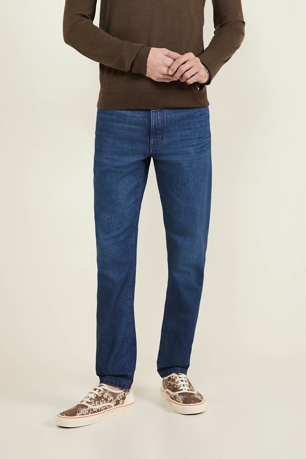 תמונת דוגמן קידמית של מכנסי ג'ינס בגזרה ישרה ZEGNA