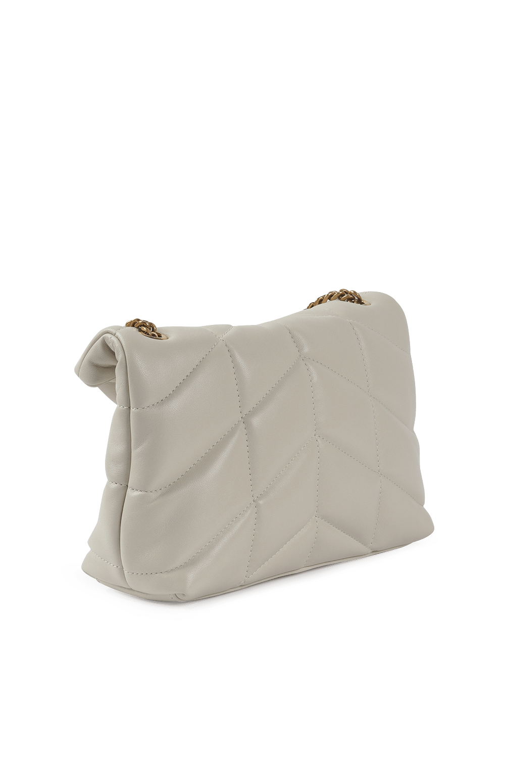 תמונה אחורית של Puffer Toy Bag In Quilted White Leather SAINT LAURENT