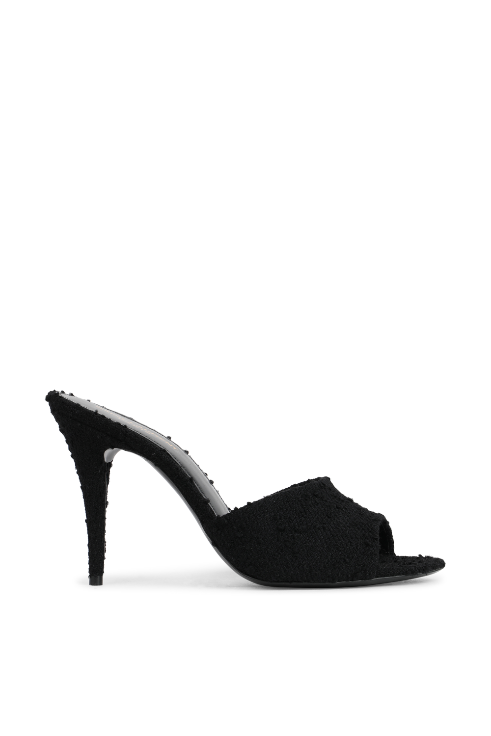 תמונה קידמית של נעלי עקב מצמר בצבע שחור SAINT LAURENT