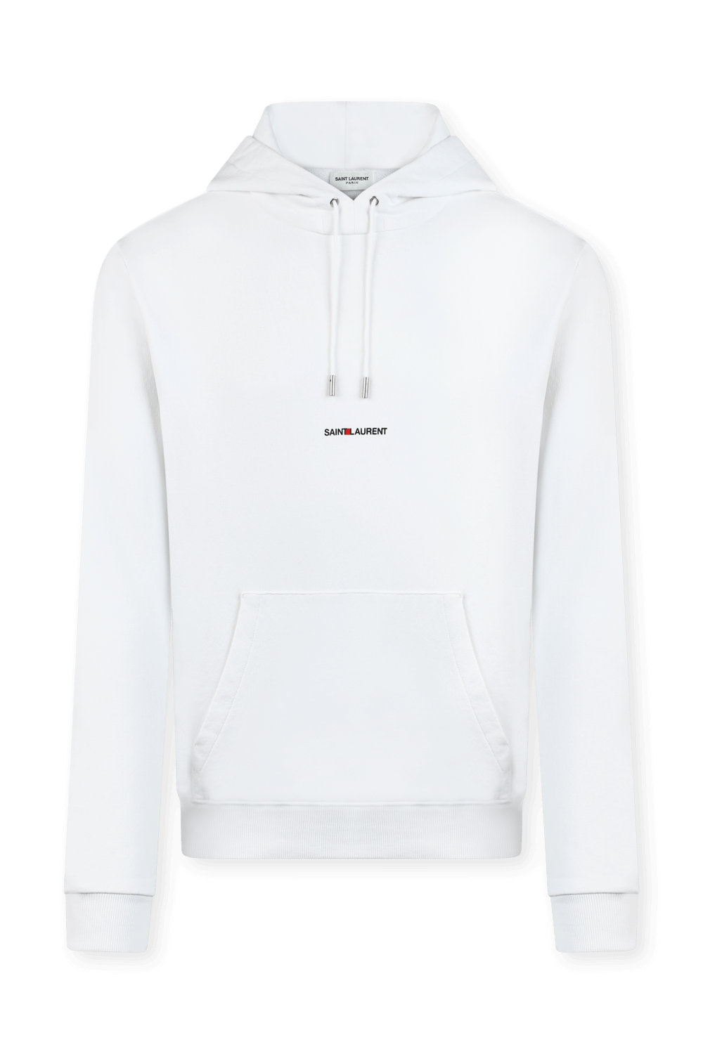 תמונה קידמית של Saint Laurent Logo Hoodie in White