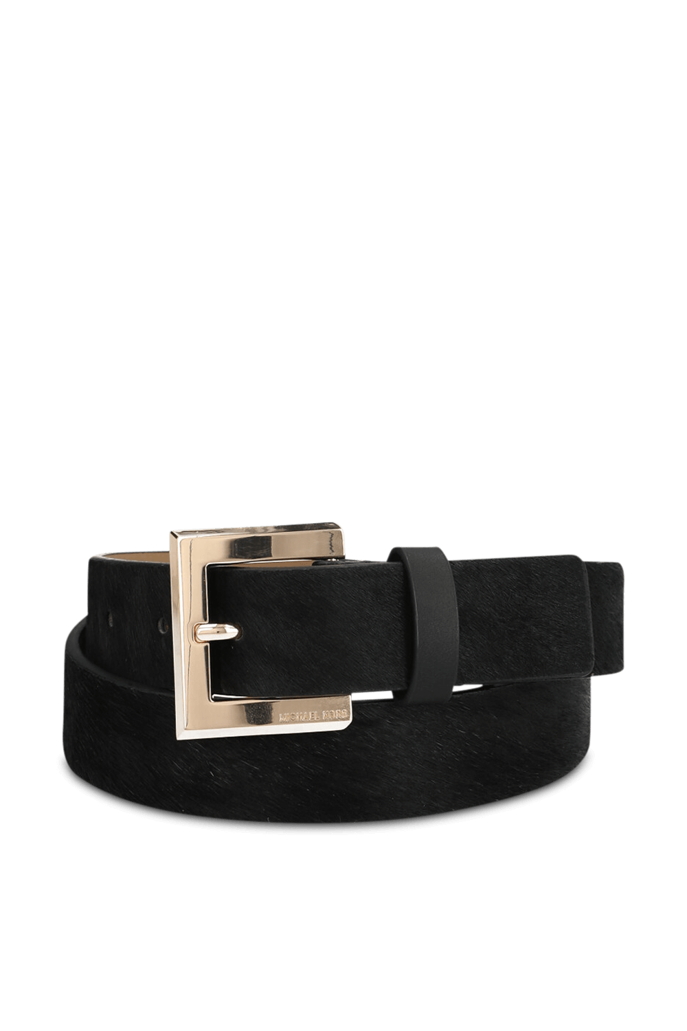 תמונה קידמית של חגורת עור במרקם פרוותי MICHAEL KORS