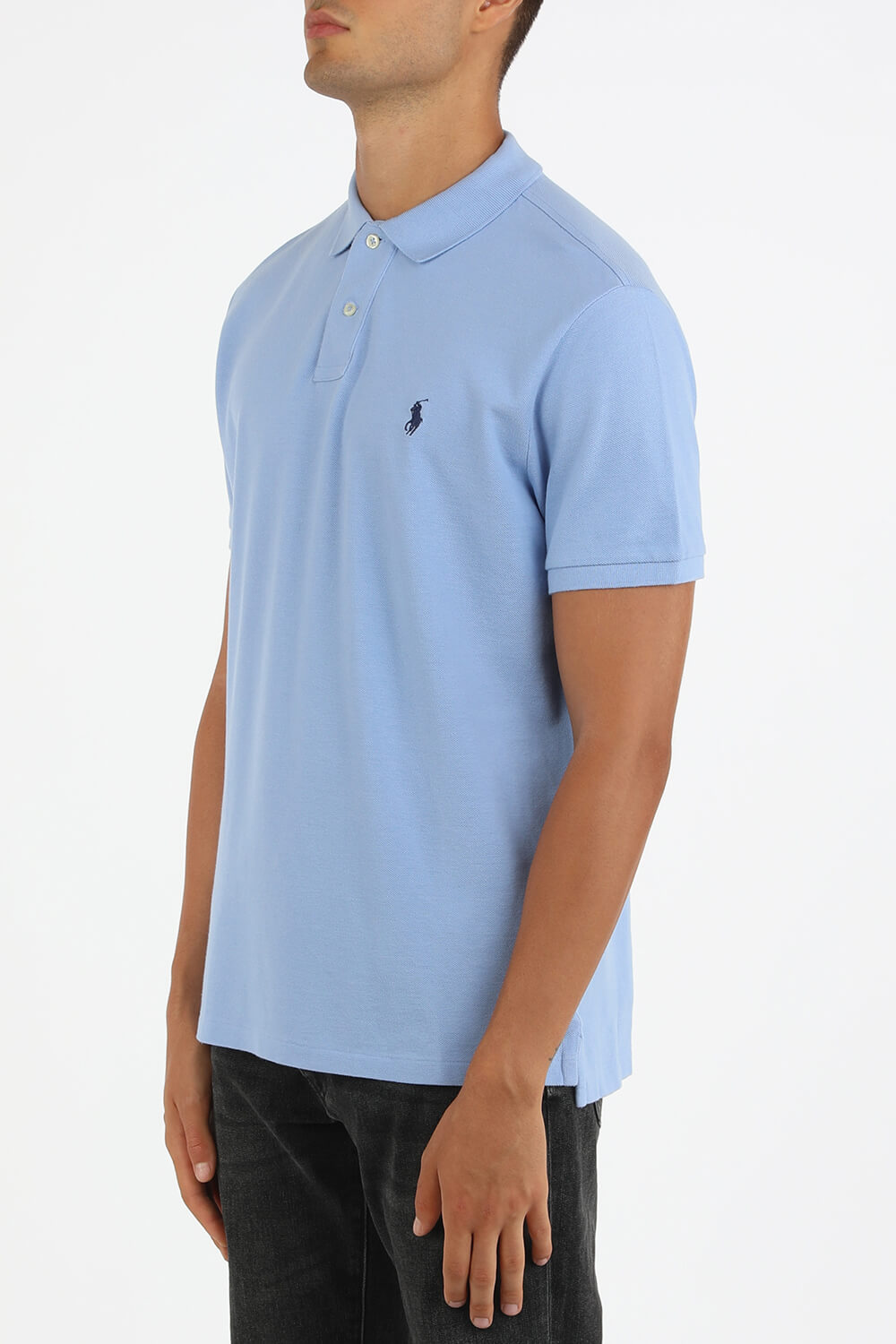 תמונת דוגמן קידמית של Short Sleeve 2 Buttons Polo Shirt in Blue