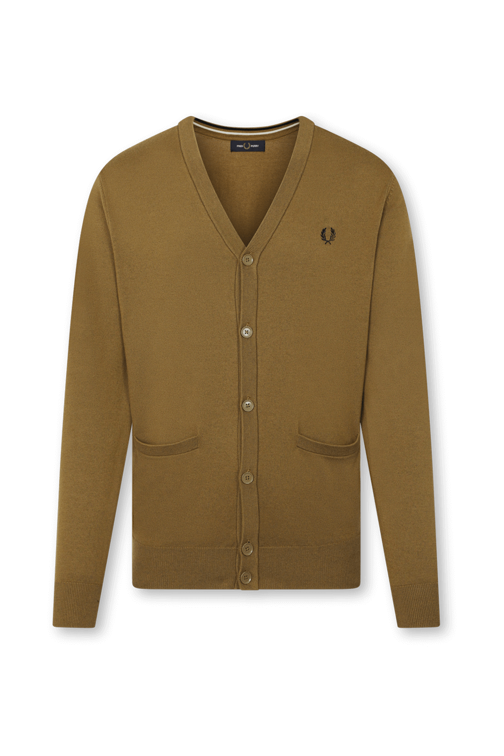 תמונה קידמית של קרדיגן קלאסי מצמר FRED PERRY