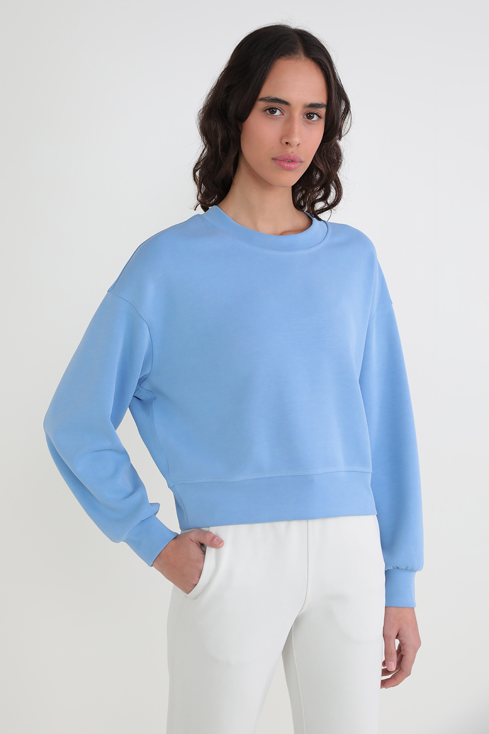 תמונת דוגמן קידמית של Perfectly Oversized Cropped Crew