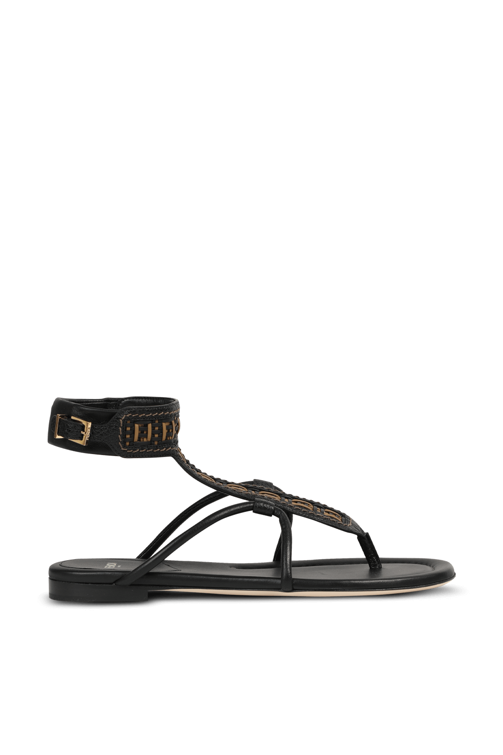תמונה קידמית של FF Woven Strap Sandals in Black FENDI