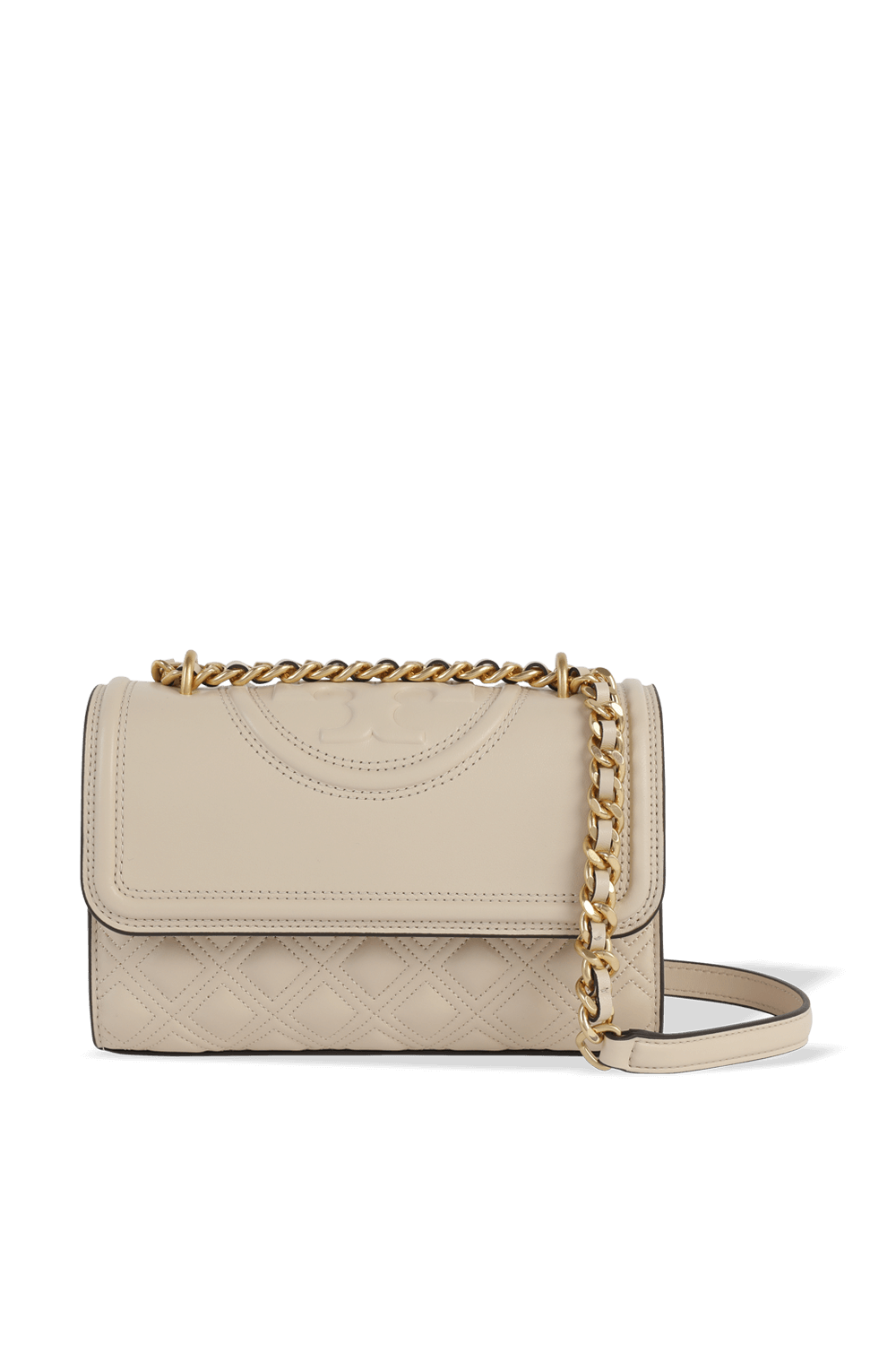 תמונה קידמית של Fleming Small Convertible Shoulder Bag in Beige TORY BURCH