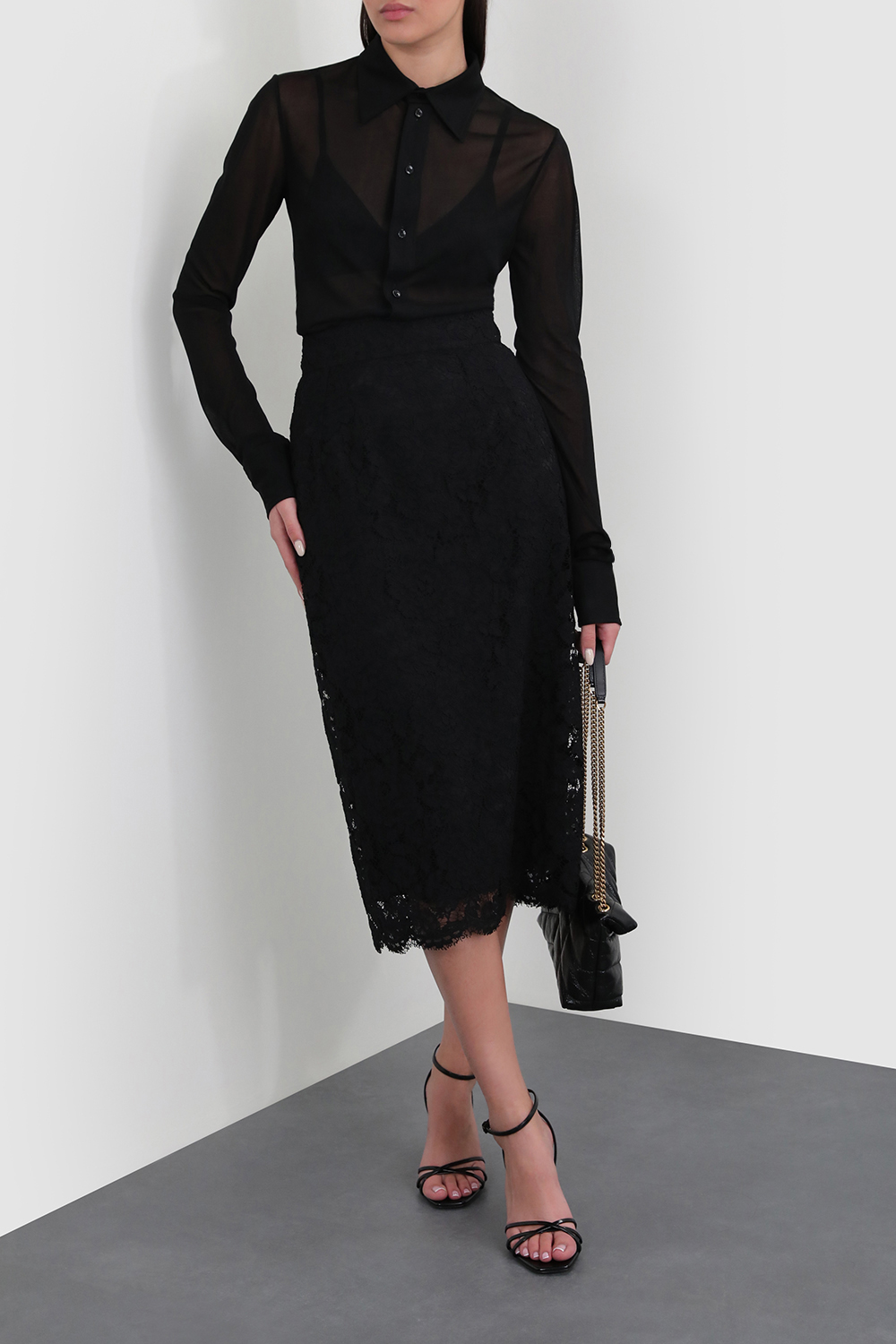 תמונת דוגמן קידמית של סנדלי עקב אופיום 85 9.5 סמ SAINT LAURENT