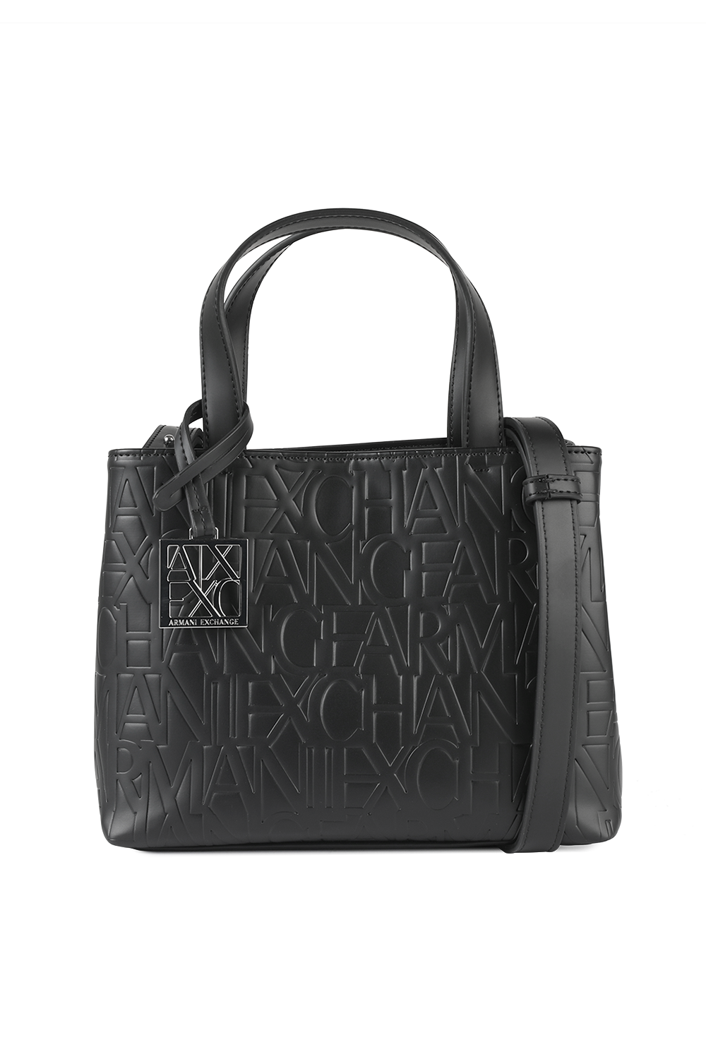 תמונה קידמית של תיק נשיאה לוגומאני שחור ARMANI EXCHANGE